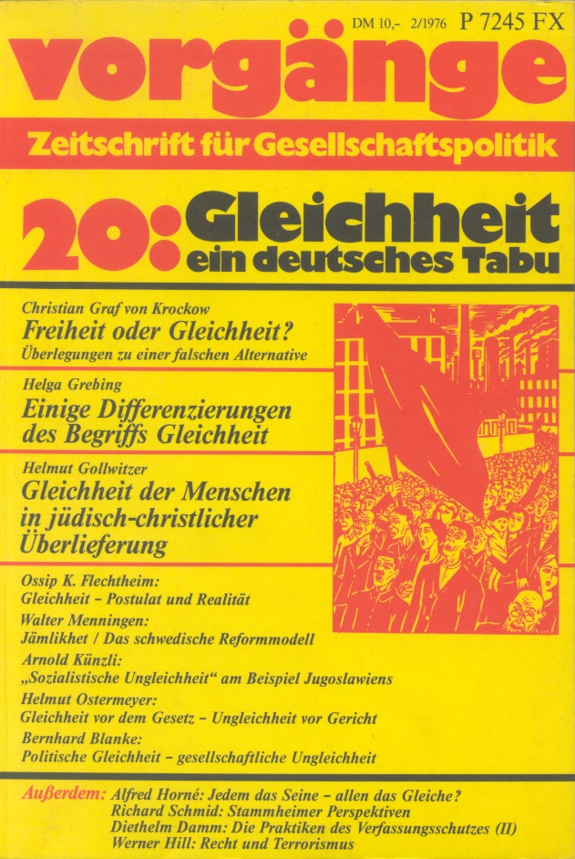 Beitragsbild vorgänge Nr. 20 (Heft 2/1976) Gleichheit ein deutsches Tabu