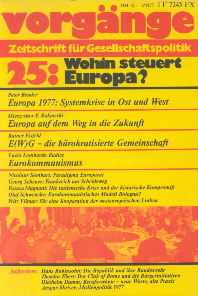 Beitragsbild vorgänge Nr. 25 (Heft 1/1977) Wohin steuert Europa?