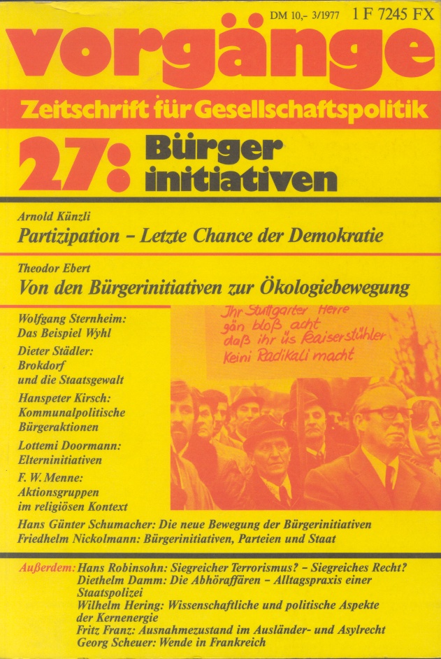 Beitragsbild vorgänge Nr. 27 (Heft 3/1977) Bürgerinitiativen