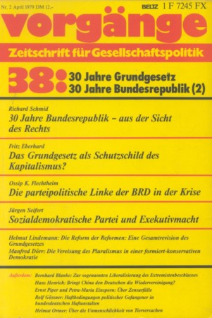 vorgänge Nr. 38 (Heft 2/1979) 30 Jahre Grundgesetz 30 Jahe BRD (2)