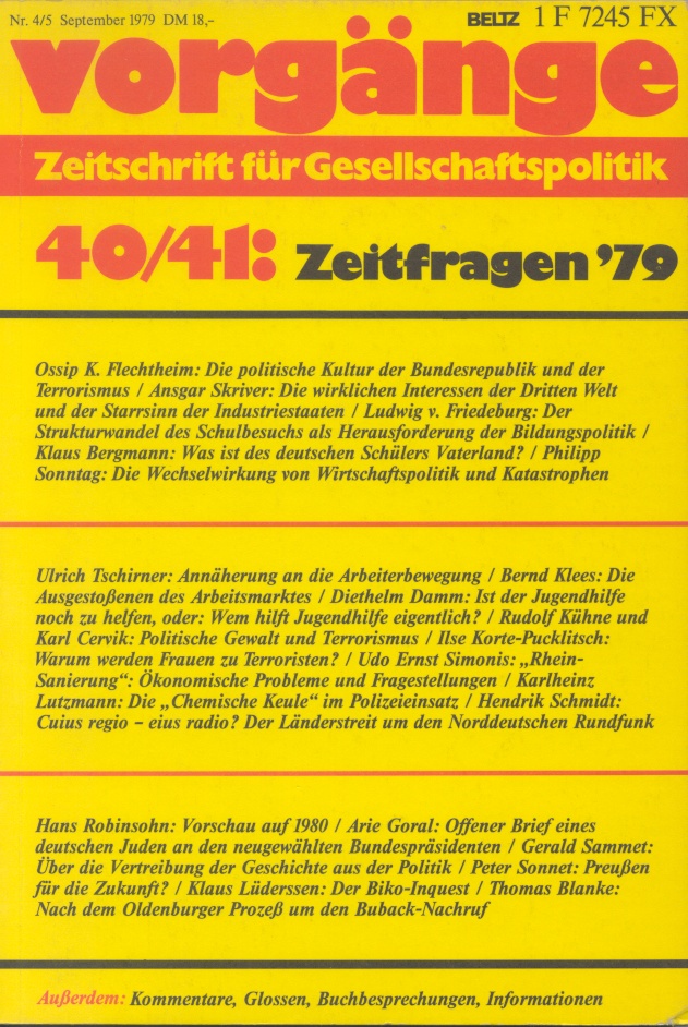 Beitragsbild vorgänge Nr. 40/41 (Heft 4/5/1979) Zeitfragen '79