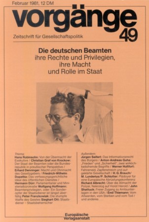 vorgänge Nr. 49 (Heft 1/1981) Die deutschen Beamten ....