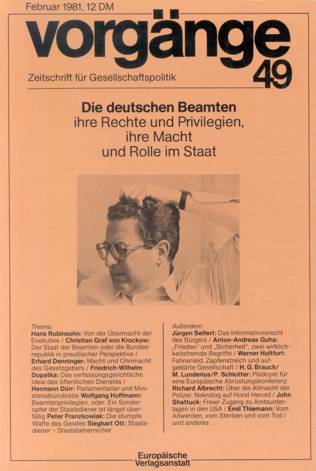 Beitragsbild vorgänge Nr. 49 (Heft 1/1981) Die deutschen Beamten ....