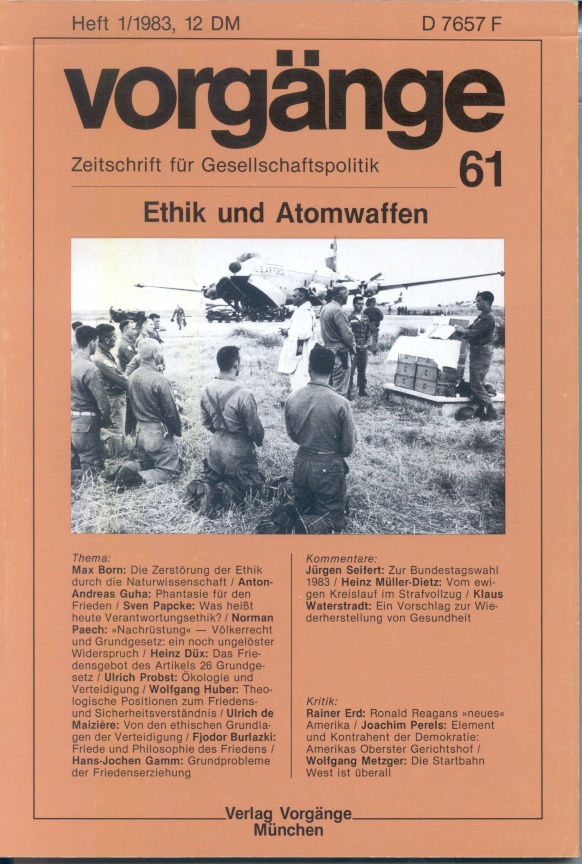 Beitragsbild vorgänge Nr. 61 (Heft 1/1983) Ethik und Atomwaffen