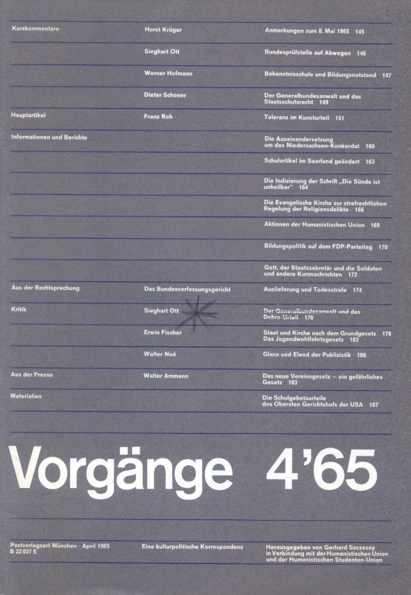 Beitragsbild vorgänge Heft 4/1965