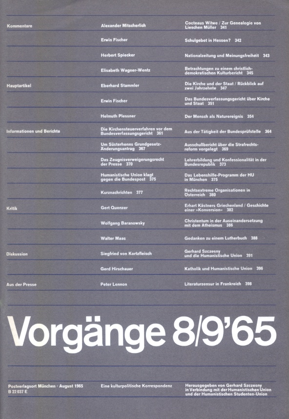 Beitragsbild vorgänge Heft 8-9/1965