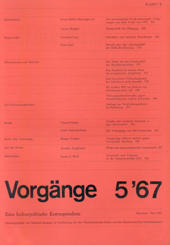 Beitragsbild vorgänge Heft 5/1967