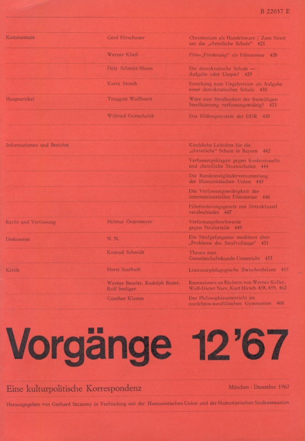 Beitragsbild vorgänge Heft 12/1967
