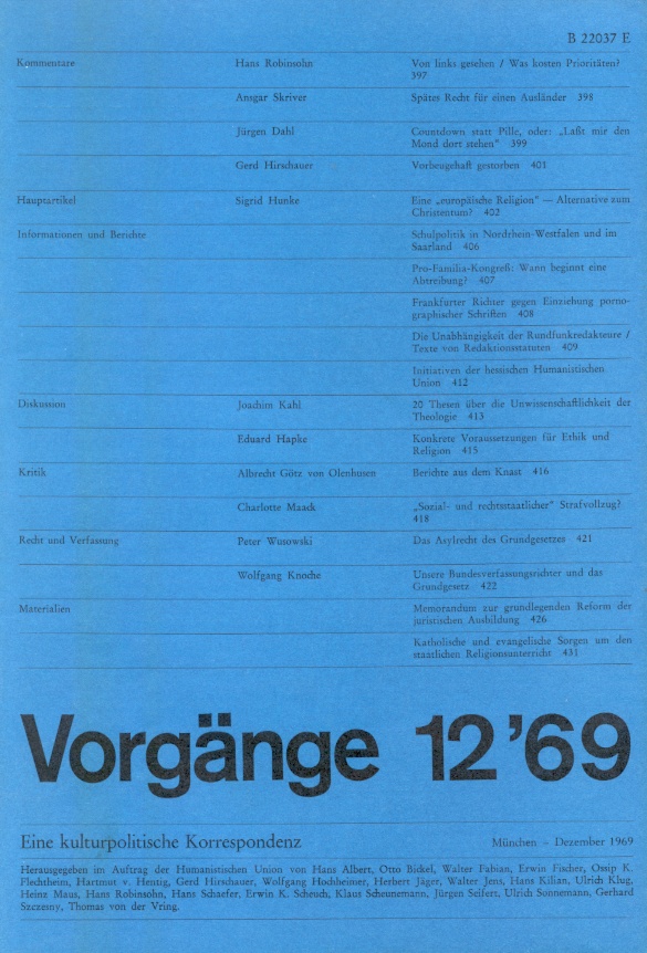Beitragsbild vorgänge Heft 12/1969