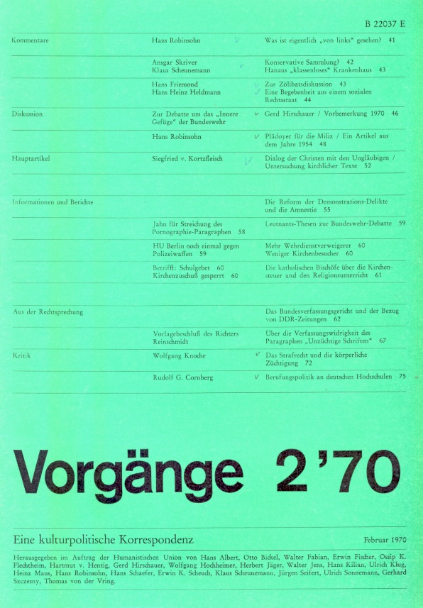 Beitragsbild vorgänge Heft 2/1970