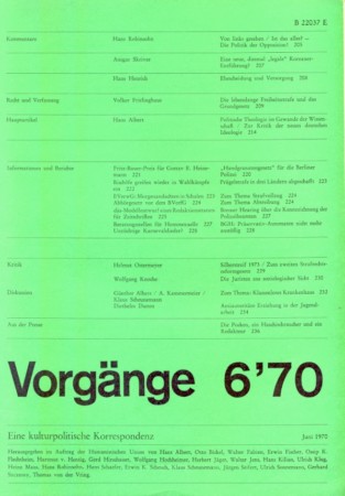 vorgänge Heft 6/1970