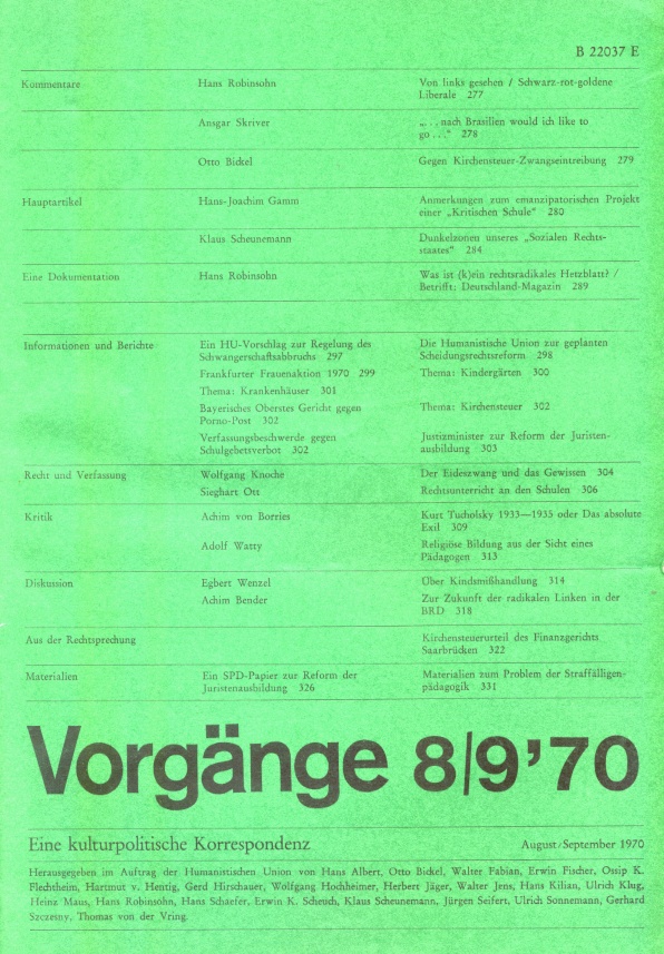 Beitragsbild vorgänge Heft 8-9/1970