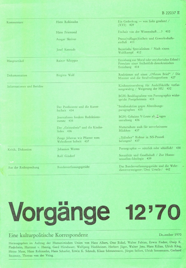 Beitragsbild vorgänge Heft 12/1970