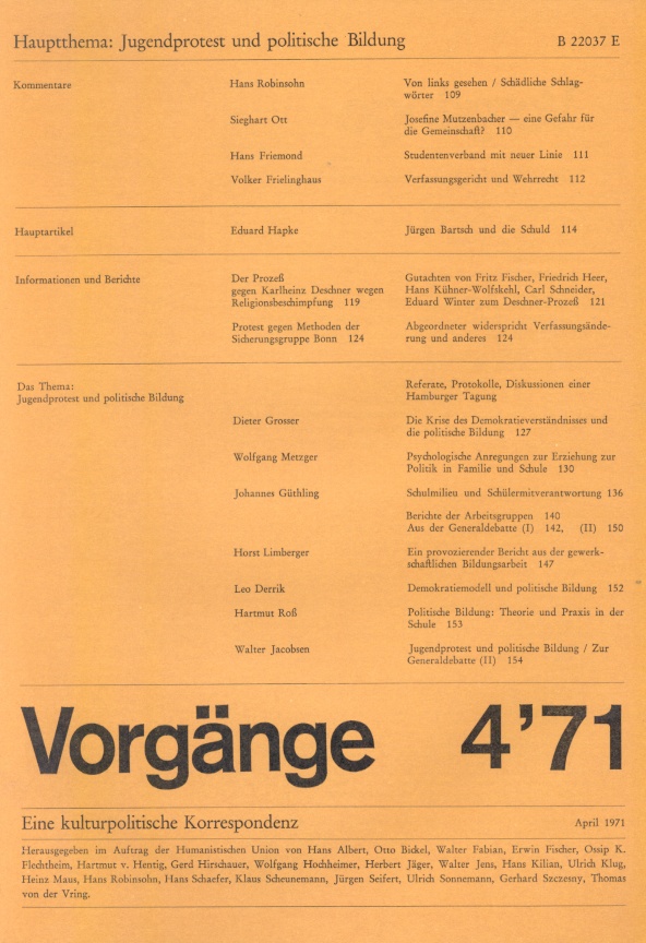 Beitragsbild vorgänge Heft 4/1971