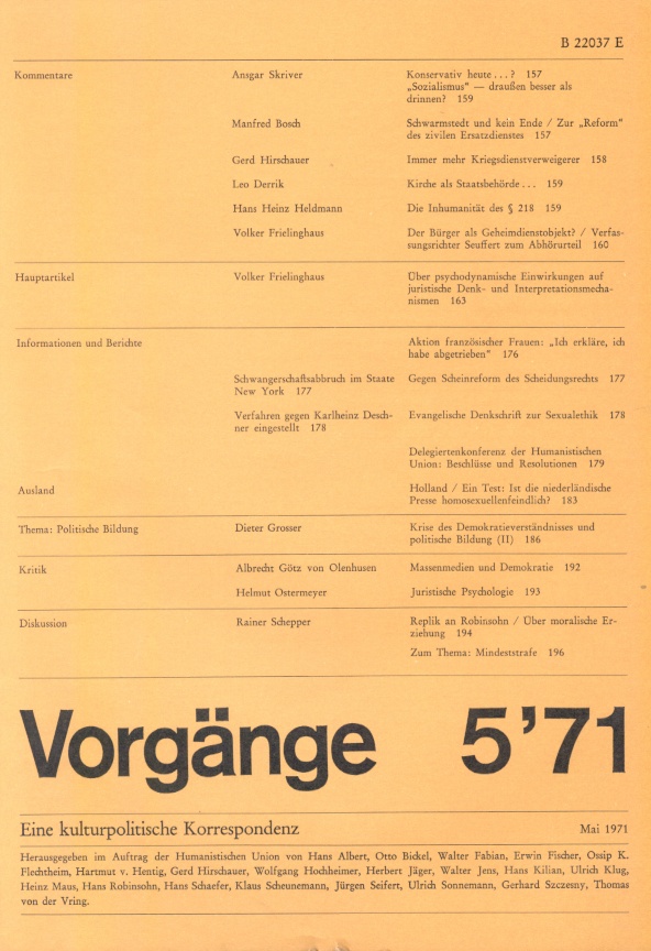 Beitragsbild vorgänge Heft 5/1971