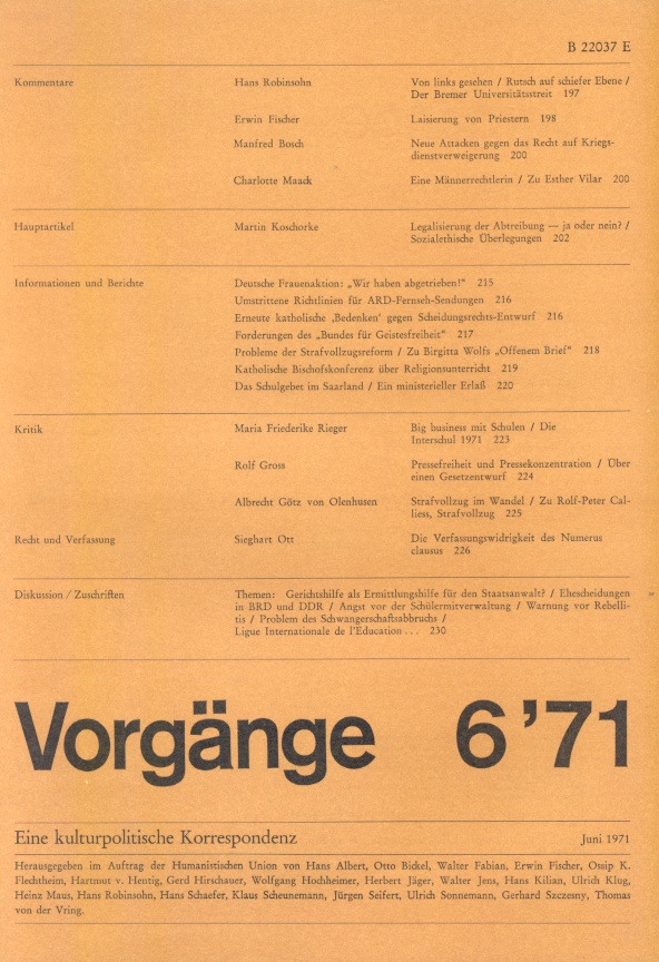 Beitragsbild vorgänge Heft 6/1971