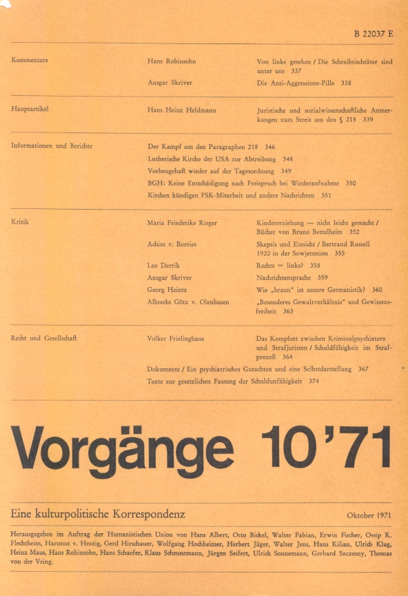 Beitragsbild vorgänge Heft 10/1971