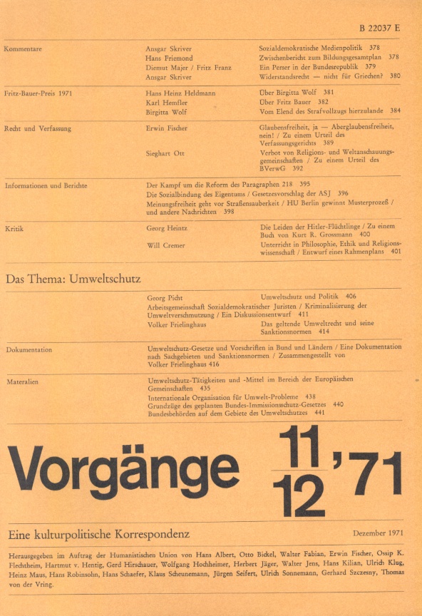 Beitragsbild vorgänge Heft 11-12/1971