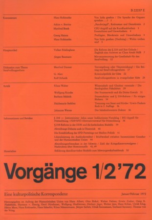 vorgänge Heft  1-2/1972
