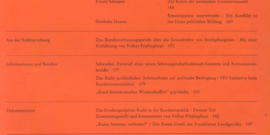 Beitragsbild vorgänge Heft 6/1972