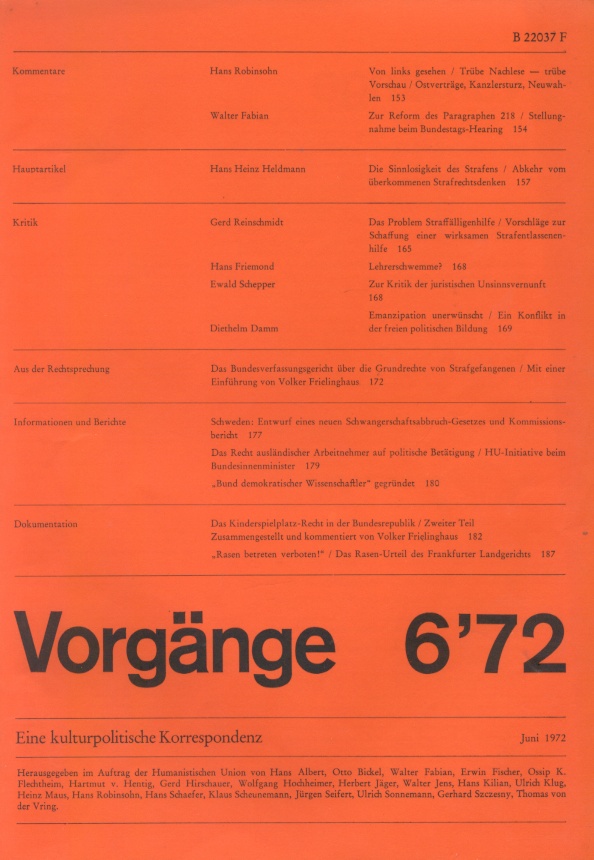 Beitragsbild vorgänge Heft 6/1972